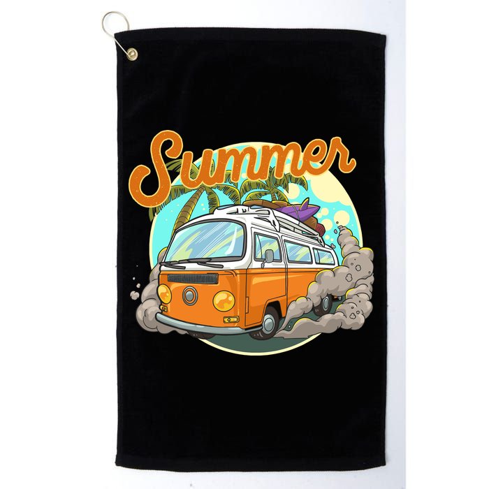 Summer Retro Van Tropical Golf Towel