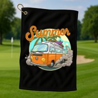 Summer Retro Van Tropical Golf Towel