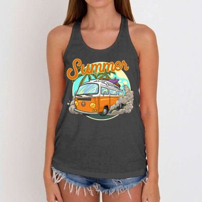 Summer Retro Van Tropical Women's Knotted Racerback Tank