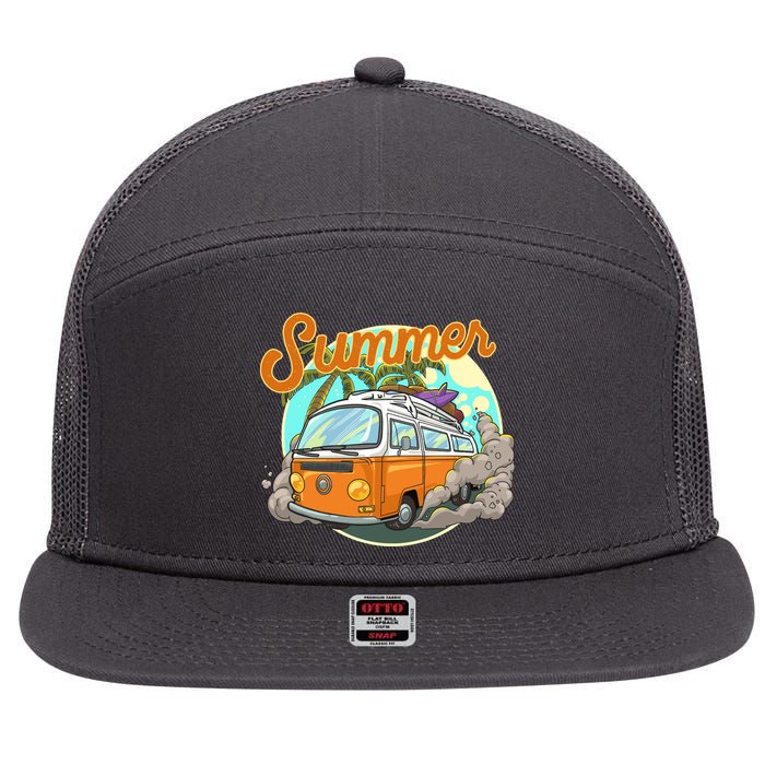 Summer Retro Van Tropical 7 Panel Mesh Trucker Snapback Hat