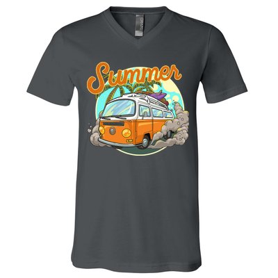 Summer Retro Van Tropical V-Neck T-Shirt