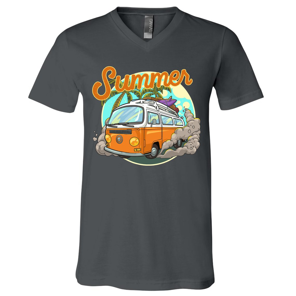 Summer Retro Van Tropical V-Neck T-Shirt