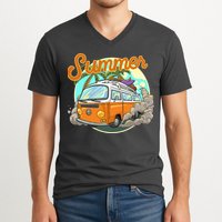 Summer Retro Van Tropical V-Neck T-Shirt