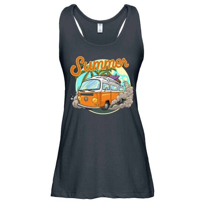 Summer Retro Van Tropical Ladies Essential Flowy Tank