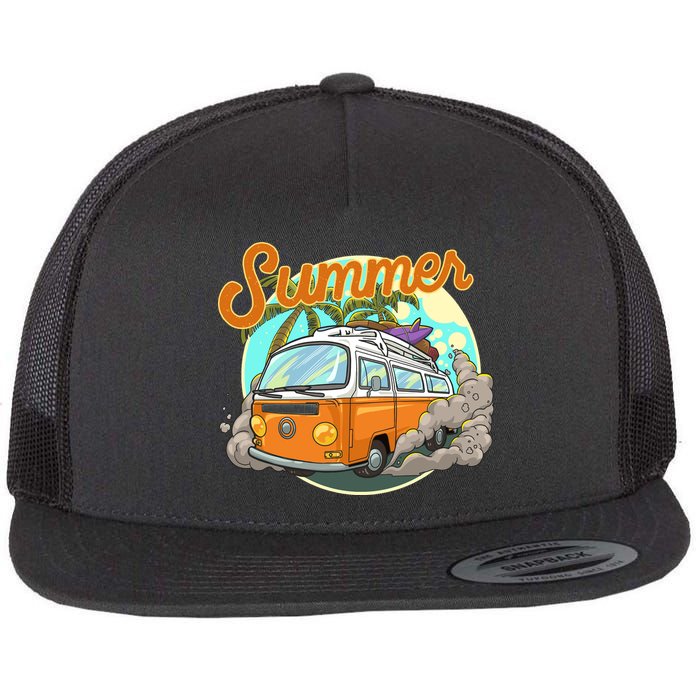 Summer Retro Van Tropical Flatbill Hat