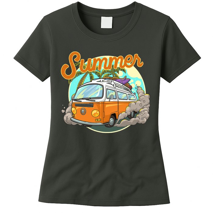 Summer Retro Van Tropical Womens T-Shirt
