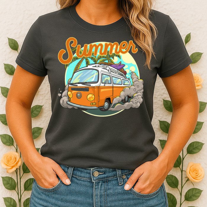 Summer Retro Van Tropical Womens T-Shirt