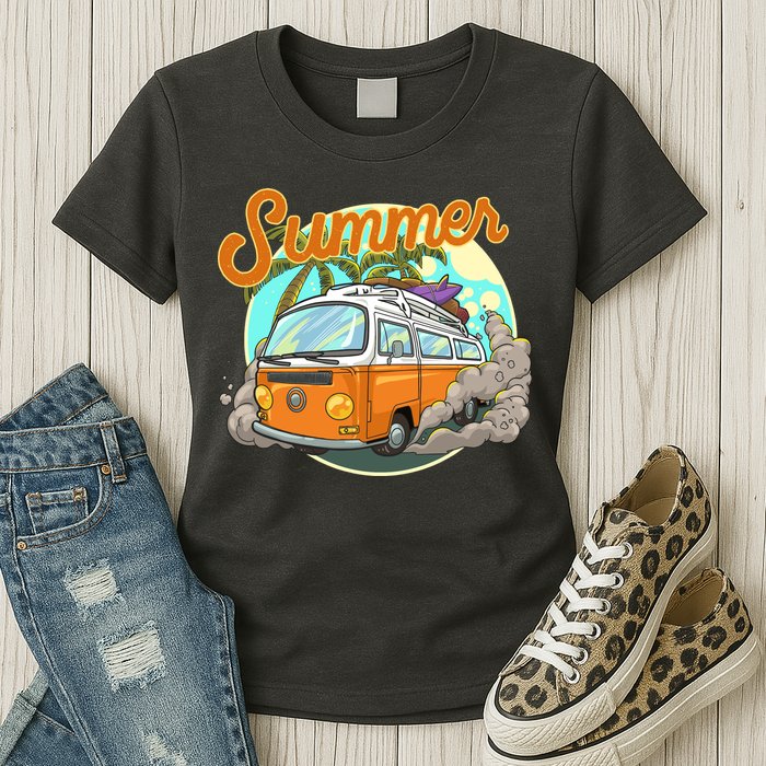 Summer Retro Van Tropical Womens T-Shirt