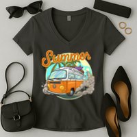 Summer Retro Van Tropical Women's V-Neck T-Shirt