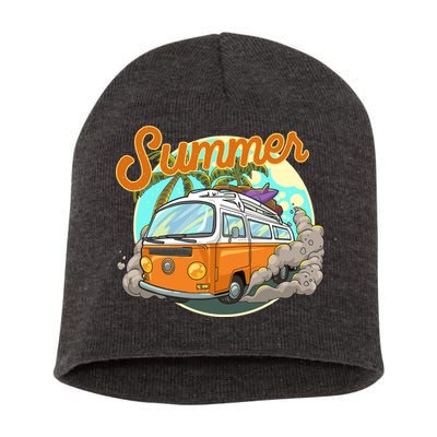 Summer Retro Van Tropical Short Acrylic Beanie