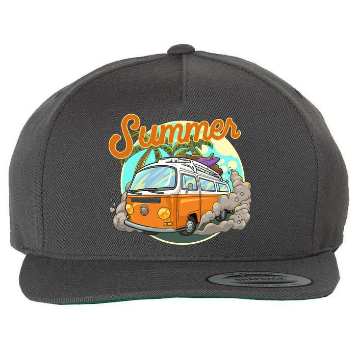 Summer Retro Van Tropical Wool Snapback Cap