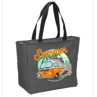 Summer Retro Van Tropical Zip Tote Bag