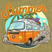 Summer Retro Van Tropical Garment-Dyed Women's Muscle Tee