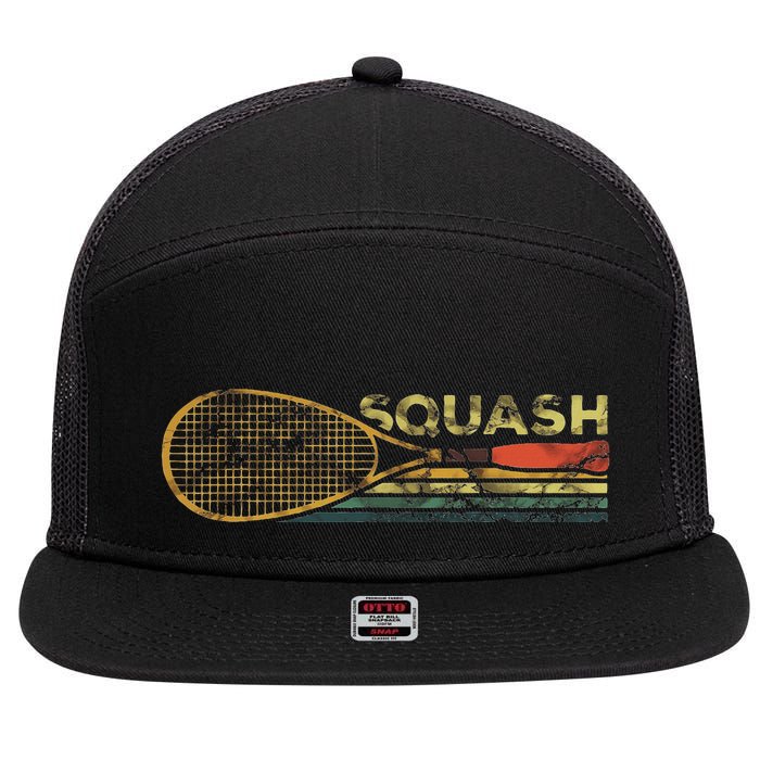 Squash Racket Vintage Squash Lover Funny Sports Enthusiast 7 Panel Mesh Trucker Snapback Hat