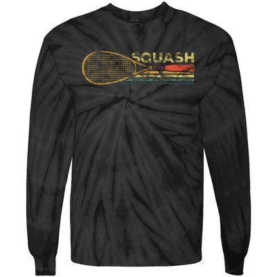 Squash Racket Vintage Squash Lover Funny Sports Enthusiast Tie-Dye Long Sleeve Shirt