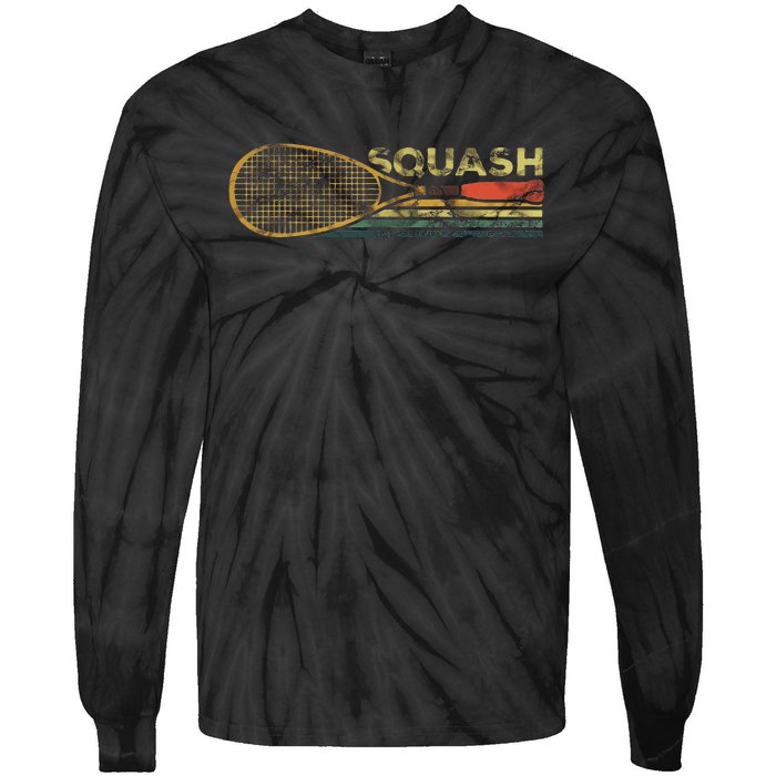 Squash Racket Vintage Squash Lover Funny Sports Enthusiast Tie-Dye Long Sleeve Shirt