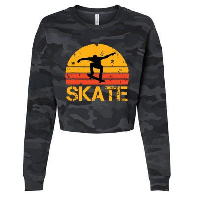 Skateboarder Retro Vintage Skateboarding Cropped Pullover Crew