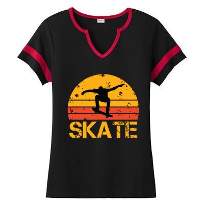 Skateboarder Retro Vintage Skateboarding Ladies Halftime Notch Neck Tee