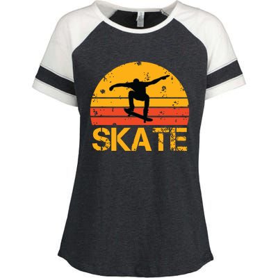 Skateboarder Retro Vintage Skateboarding Enza Ladies Jersey Colorblock Tee