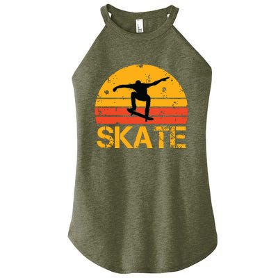 Skateboarder Retro Vintage Skateboarding Women’s Perfect Tri Rocker Tank