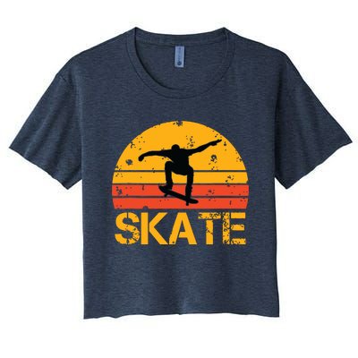 Skateboarder Retro Vintage Skateboarding Women's Crop Top Tee