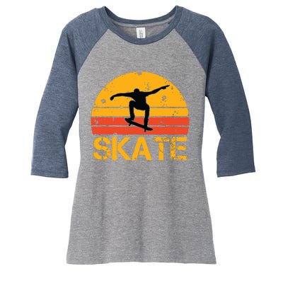 Skateboarder Retro Vintage Skateboarding Women's Tri-Blend 3/4-Sleeve Raglan Shirt