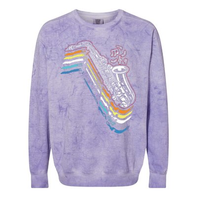 Saxophone Retro Vintage Colorblast Crewneck Sweatshirt