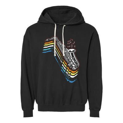 Saxophone Retro Vintage Garment-Dyed Fleece Hoodie