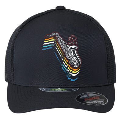 Saxophone Retro Vintage Flexfit Unipanel Trucker Cap