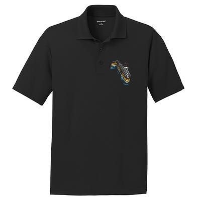 Saxophone Retro Vintage PosiCharge RacerMesh Polo