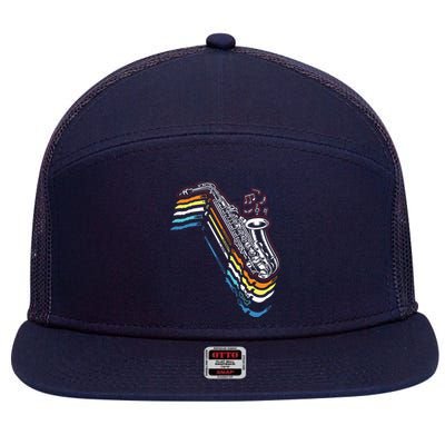 Saxophone Retro Vintage 7 Panel Mesh Trucker Snapback Hat