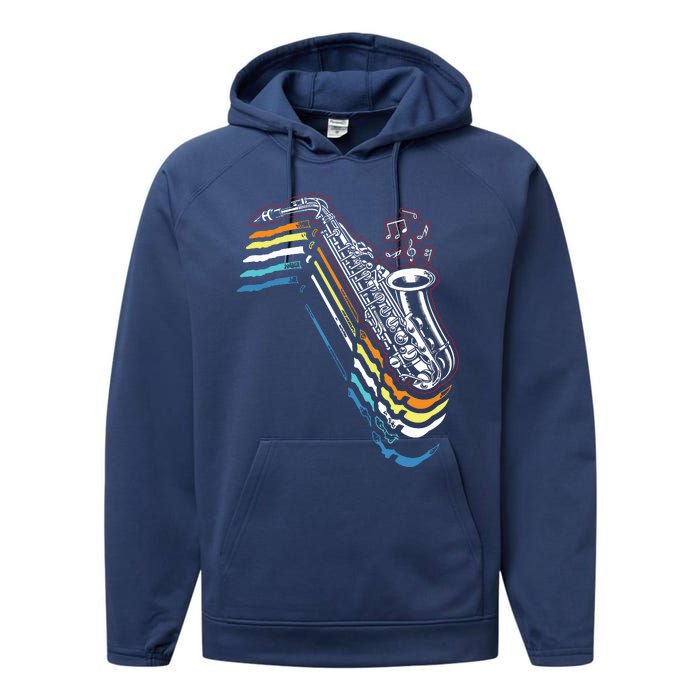 Saxophone Retro Vintage Performance Fleece Hoodie