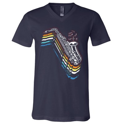 Saxophone Retro Vintage V-Neck T-Shirt