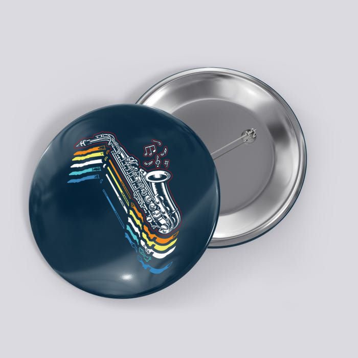 Saxophone Retro Vintage Button