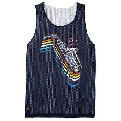 Saxophone Retro Vintage Mesh Reversible Basketball Jersey Tank