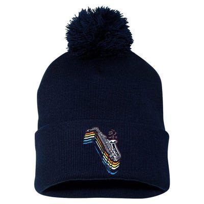 Saxophone Retro Vintage Pom Pom 12in Knit Beanie