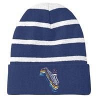 Saxophone Retro Vintage Striped Beanie with Solid Band