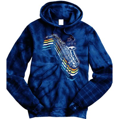 Saxophone Retro Vintage Tie Dye Hoodie