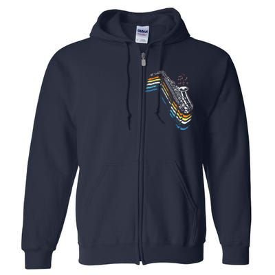 Saxophone Retro Vintage Full Zip Hoodie