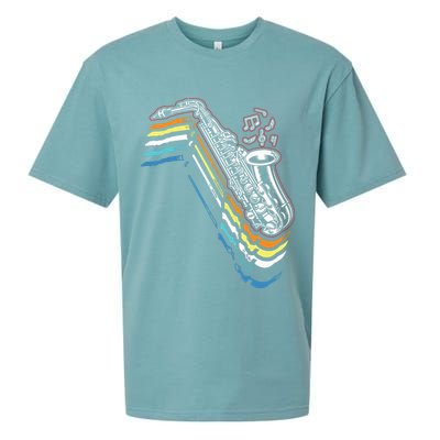 Saxophone Retro Vintage Sueded Cloud Jersey T-Shirt