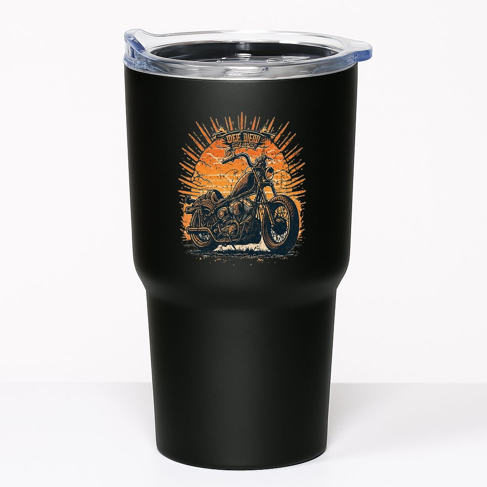 Stunning Retro Vintage Classic Motorcycle Chopper Sunset Tumbler