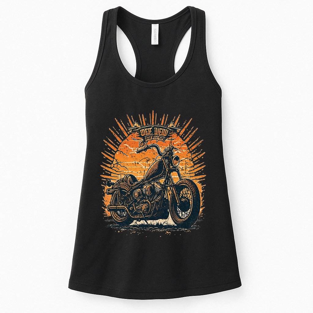 Stunning Retro Vintage Classic Motorcycle Chopper Sunset Womens Tank Top