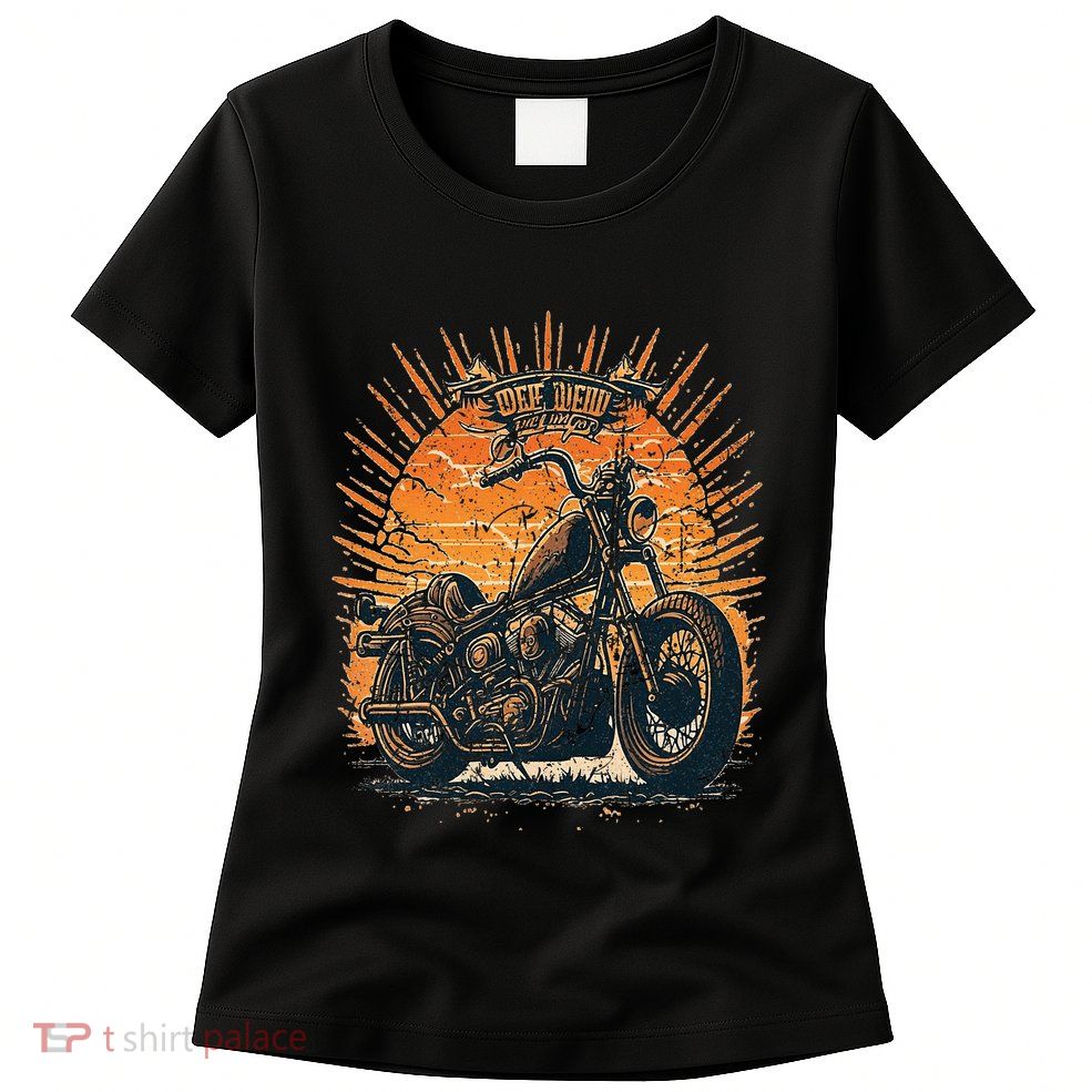 Stunning Retro Vintage Classic Motorcycle Chopper Sunset Womens T-Shirt
