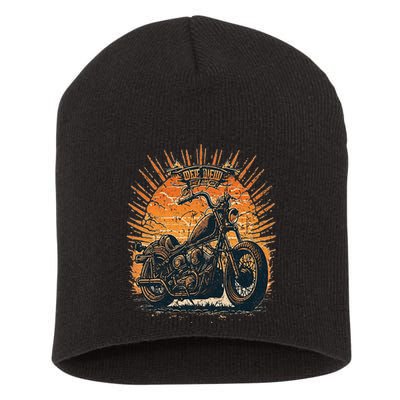 Stunning Retro Vintage Classic Motorcycle Chopper Sunset Short Acrylic Beanie