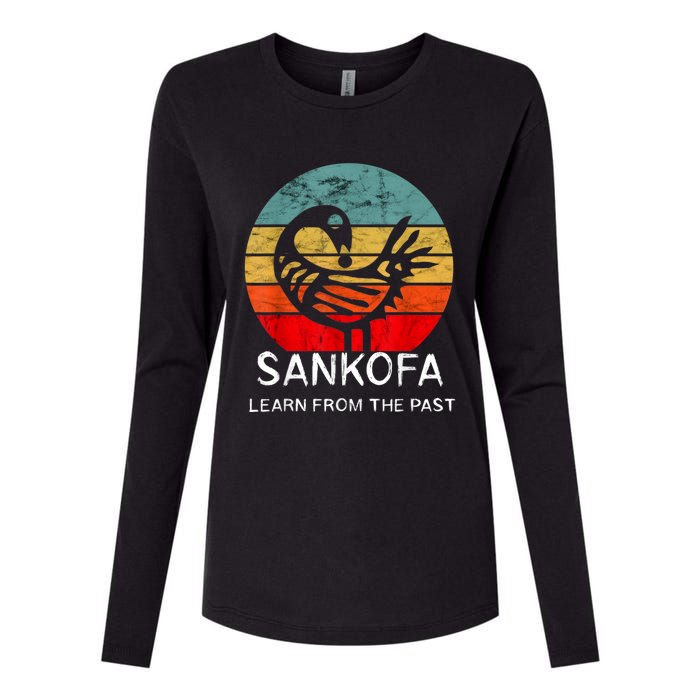 Sankofa Retro Vintage Learn From The Past African Bird Womens Cotton Relaxed Long Sleeve T-Shirt