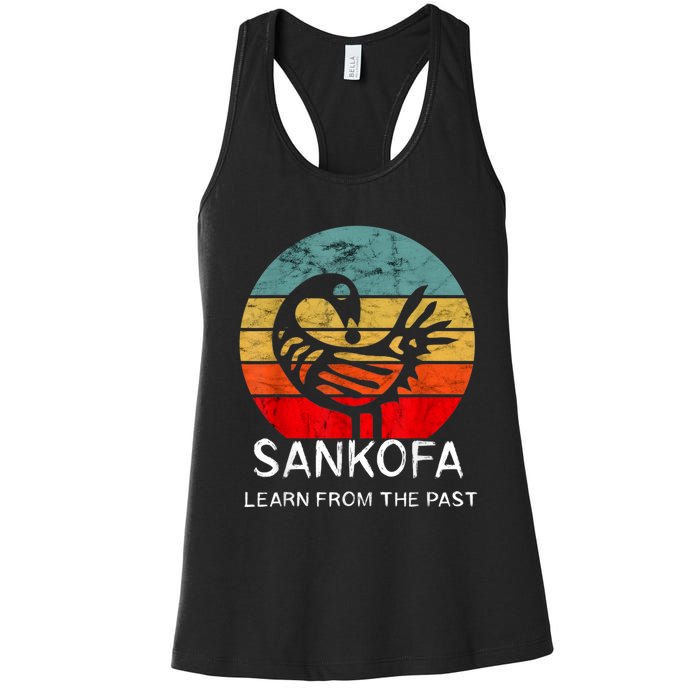 Sankofa Retro Vintage Learn From The Past African Bird Women's Racerback Tank