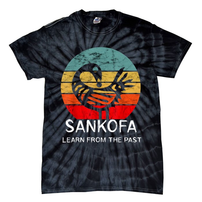 Sankofa Retro Vintage Learn From The Past African Bird Tie-Dye T-Shirt