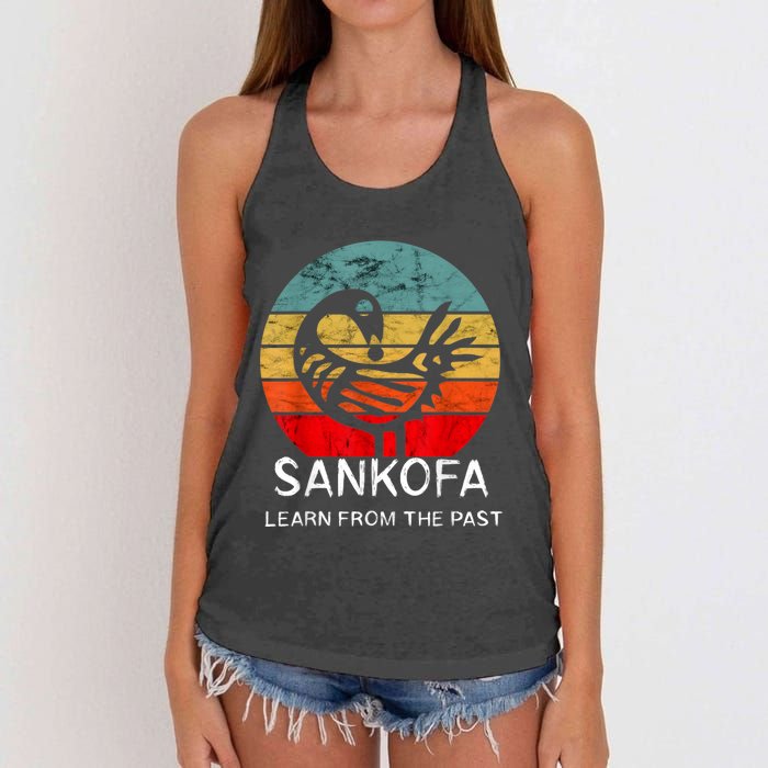 Sankofa Retro Vintage Learn From The Past African Bird Women's Knotted Racerback Tank