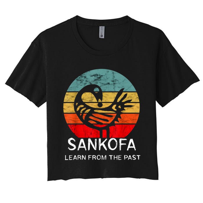 Sankofa Retro Vintage Learn From The Past African Bird Women's Crop Top Tee