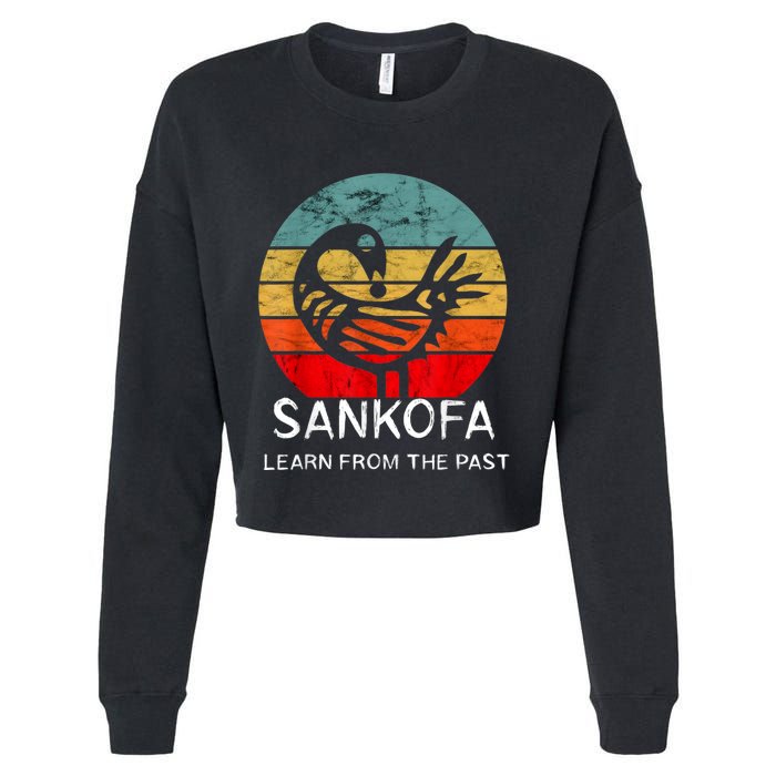 Sankofa Retro Vintage Learn From The Past African Bird Cropped Pullover Crew